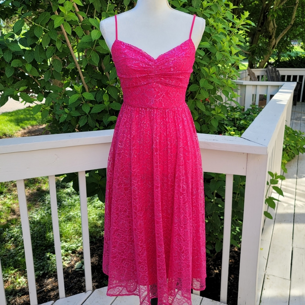 J Crew Pleated Midi Dress Bright Pink